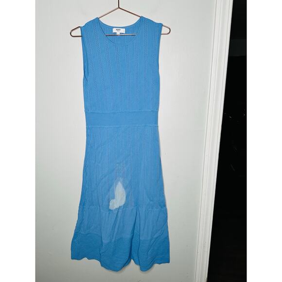 JASON WU Women's Blue Knit Sleeveless Ribbed Texture Crewneck Dress Size Large - Picture 3 of 8
